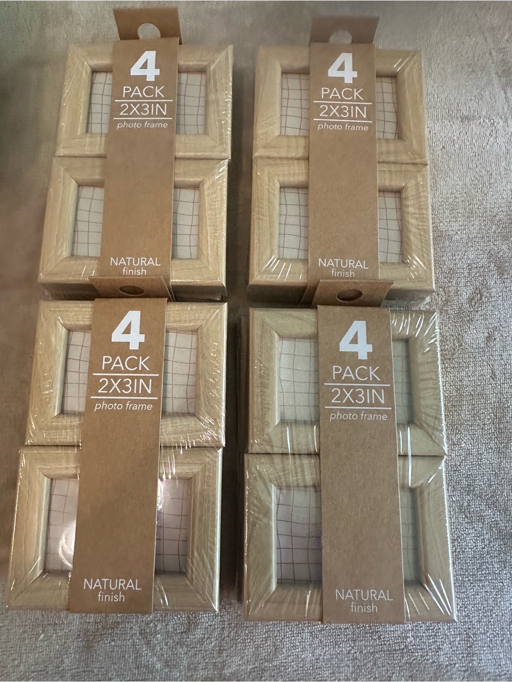 4 pack x 4 Natural Finish 2x3in Photo Frames